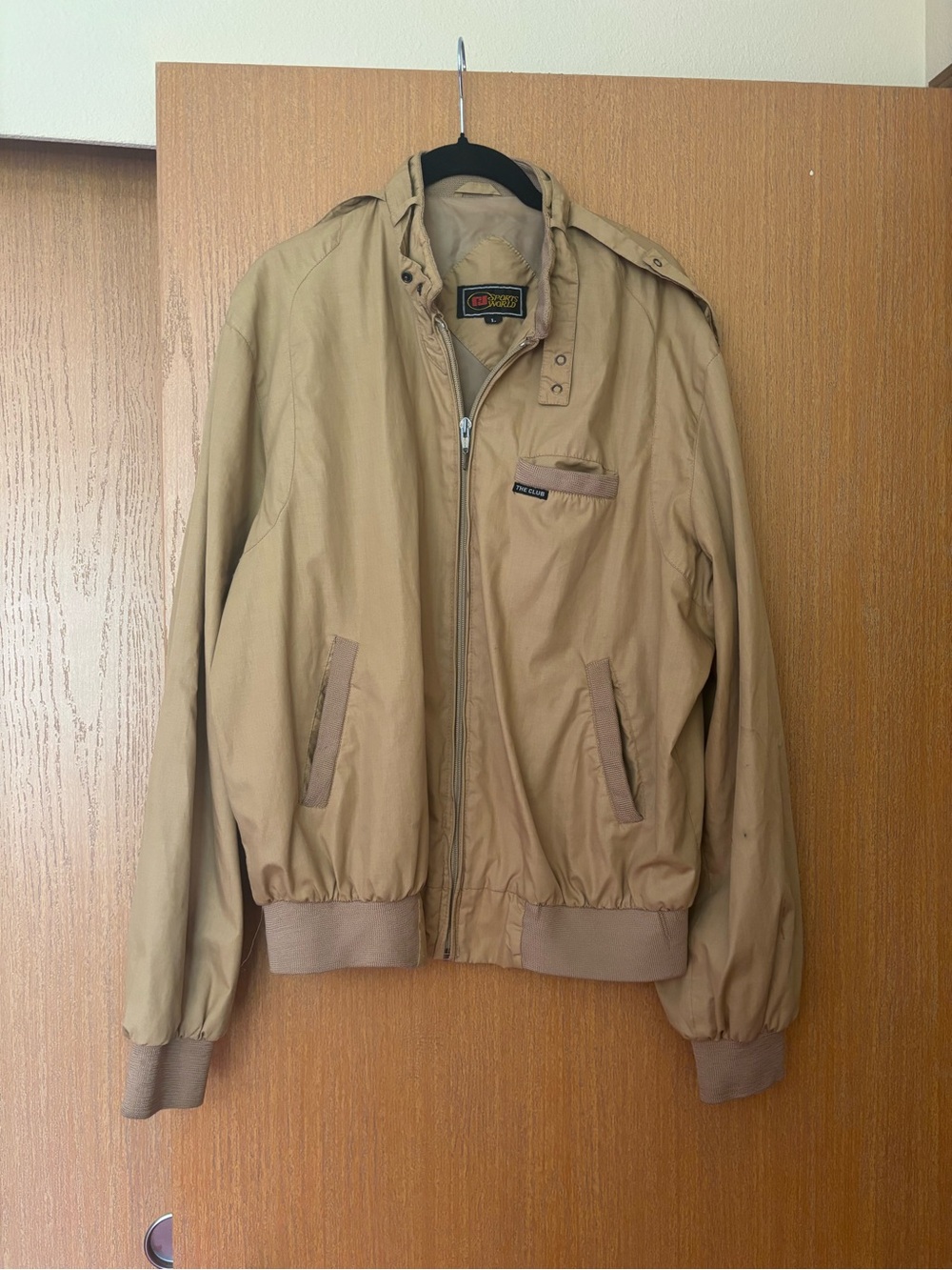 Men's Tan Bomber Jacket with Ribbed Trim
